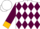 White, gold framed maroon diamonds and 'jk', gold ''ashwood'' and navy cuffs on maroon sleeves