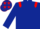 Dark blue, red epaulettes, white cap, red stars