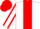 white, red stripe, white sleeves, red seams and cap