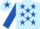 Light Blue, Royal Blue stars, sleeves and star on cap