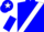 Blue, white sash, white and blue halved sleeves, blue cap, white star