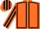 Dayglo orange, black seams, striped sleeves and cap