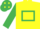 Yellow, emerald green hollow box & sleeves, emerald green cap, yellow diamonds