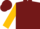 Burgundy, gold 'gamez racing' & emblem on back, gold sleeves