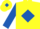 Yellow, royal blue diamond and sleeves, yellow cap, royal blue diamond