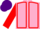 Pink, red seams and sleeves, purple cap