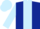 dark blue, light blue stripe, light blue sleeves, light blue cap