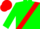 green, red sash, green sleeves, red cuffs, red cap