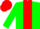 green, red stripe, green sleeves, red cap