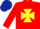 Red, yellow maltese cross, dark blue cap
