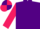 Purple body, rose arms, rose cap, purple quartered