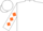 White, black & white 'cuadra lema' & horse emblem on orange block, orange diamonds on sleeves