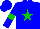 Blue, green star, green hoop on sleeves