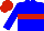 Blue, red hoop, red cap