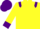 Yellow, purple epaulettes, armbands and cuffs, checked cap