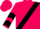 Hot pink, black sash, black chevrons on sleeves, hot pink cap