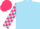 Sky blue and cerise checks, checked sleeves, cerise cap