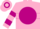 Pink, pink 'c' on violet ball, violet hoop