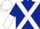 Dark blue, white cross belts, halved sleeves, white cap