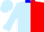 Light blue and red halved horizontally,white band, red sleevesand cap, l blue collar,cuffsandpeak