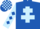 Royal blue, light blue cross of lorraine, light blue sleeves, royal blue diamonds, check cap
