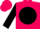 Hot pink, hot pink 'tj' in black ball, black cuffs on sleeves