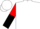 White, red and white circled top, red and black halved sleeves