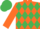 ORANGE & EMERALD GREEN DIAMONDS, orange sleeves, emerald green cap