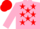 Shocking pink, red stars, shocking pink sleeves, red cap