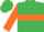 emerald Green, orange hoop, orange arms, emerald green cap