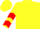 Yellow, red 'rp', red chevrons on sleeves
