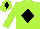 Lime green, black diamond, lime green sleeves and cap, black diamond