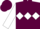Maroon, white diamond hoop, white sleeves, maroon cuffs