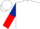 White, dark blue and red halved sleeves