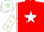 Red, white star, white sleeves, light green stars, white cap, light green star
