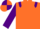 Dayglo orange, purple epaulettes and sleeves, quartered cap