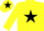 Yellow, black star, yellow sleeves, black armband, yellow cap, black star
