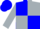 Blue and silver quarters, blue and silver quartered sleeves, blue cap