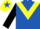 royal blue, yellow chevron, black sleeves, yellow cap, royal blue star