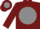 Burgundy, burgundy 'pp' on grey ball