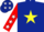 Dark blue, yellow star, red sleeves, white stars, red cap, white stars