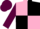Pink and black quartered, maroon sleeves and cap