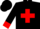 Black, red cross, red bands and cuffs