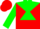 Red, white 'gg' on green triangle yoke, red band on green sleeves