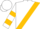 White, navy and gold sash, navy and gold bars on sleeves
