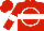 Red, white circled 's' and belt, white band on sleeves