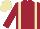 Maroon, beige braces, beige cap