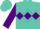 Turquoise, purple diamond hoop, purple diamond seam on sleeves