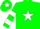 Green, white star, two white hoops on sleeves, green cap, white star