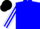 Blue, white sleeves with blue stripes